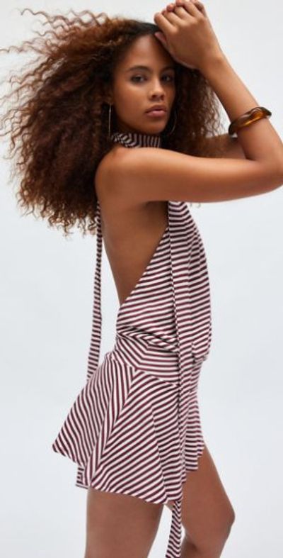Jaded London - Enya Backless Draped Mini Dress in Red/White Stripes,  Women's at Urban Outfitters