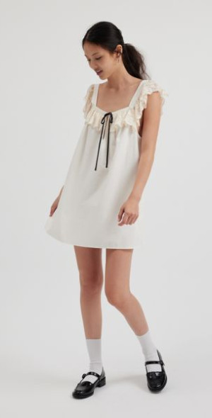 Kimchi Blue - Rebecca Babydoll Mini Dress in Ivory, Women's at