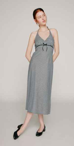 Kimchi Blue - Wesley Gingham Halter Dress in Black/White, Women's