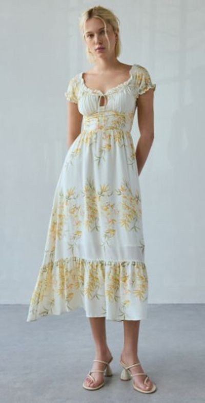 self portrait cross front fine lace dress Yellow Fine Lace Mini Dress – self-portrait main image 1