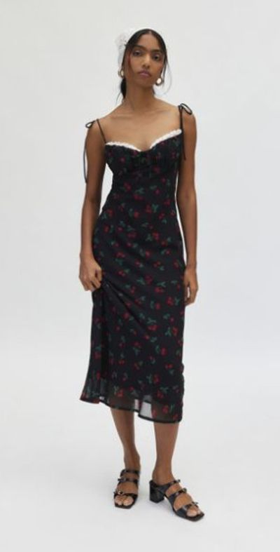 knee length dresses for ladies Urban Outfitters UO Lottie Strappy Check Print Midi Dress – White Chocolate  Couture main image 1
