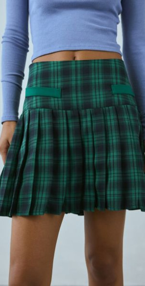 Neon green pleated mini skirt store