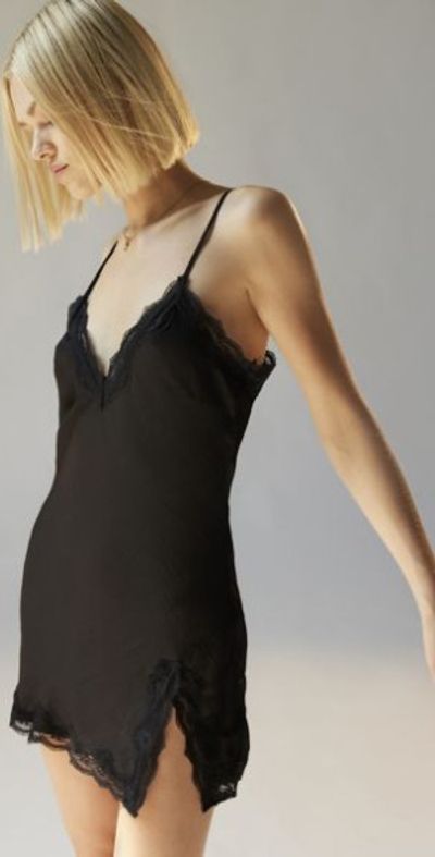 Out From Under - Juliette Satin Lace-Trim Mini Dress in Black, Women's at  Urban Outfitters