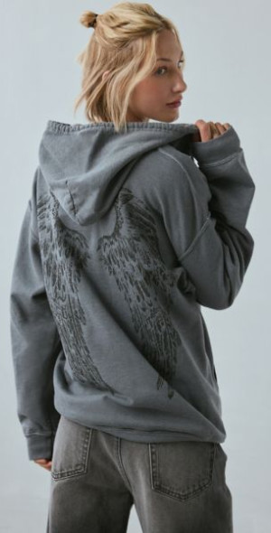 Project Social T - Angel Wing Graphic Zip-Up Hoodie Sweatshirt in