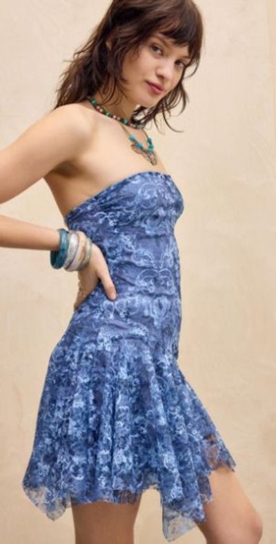 knee length dresses for ladies The Carolina Strapless Fitted Gown with Lace Detailing Dusty Rose / 6