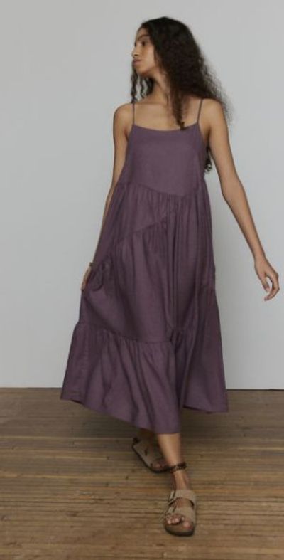 knee length dresses for ladies Oatmeal Linen Blend Midi Dress - All Dresses main image 1