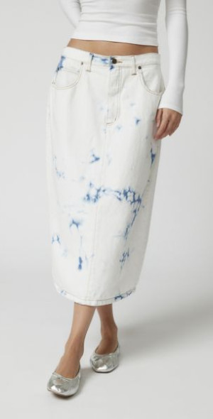 ★ ★ Women's Bleached Indigo Denim Maxi Skirt 47 Westwood Maxi Denim Skirt - Malibu Vintage Indigo – Triarchy